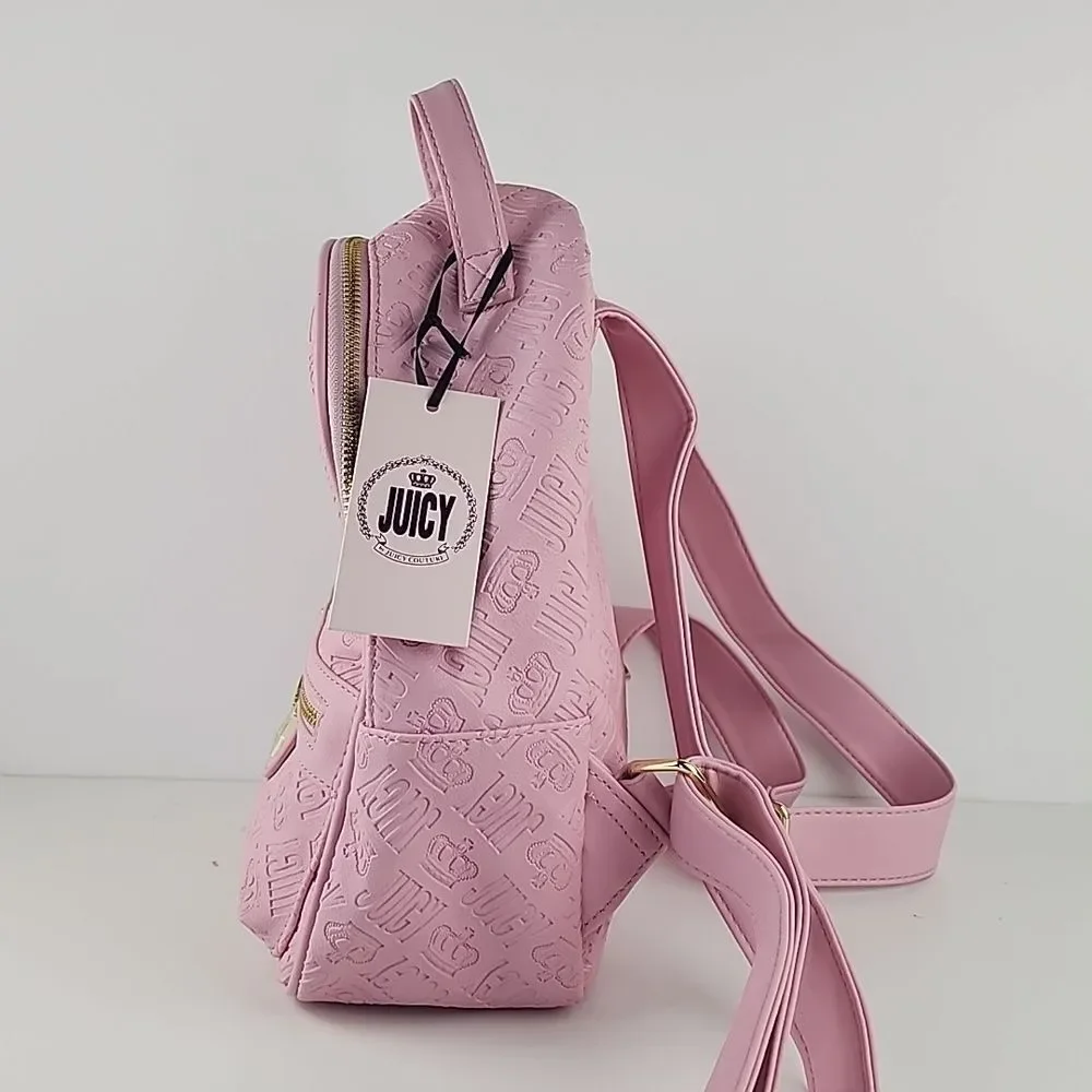 Juicy couture royal sport mini backpack flamingo deboss new gold hardware crown